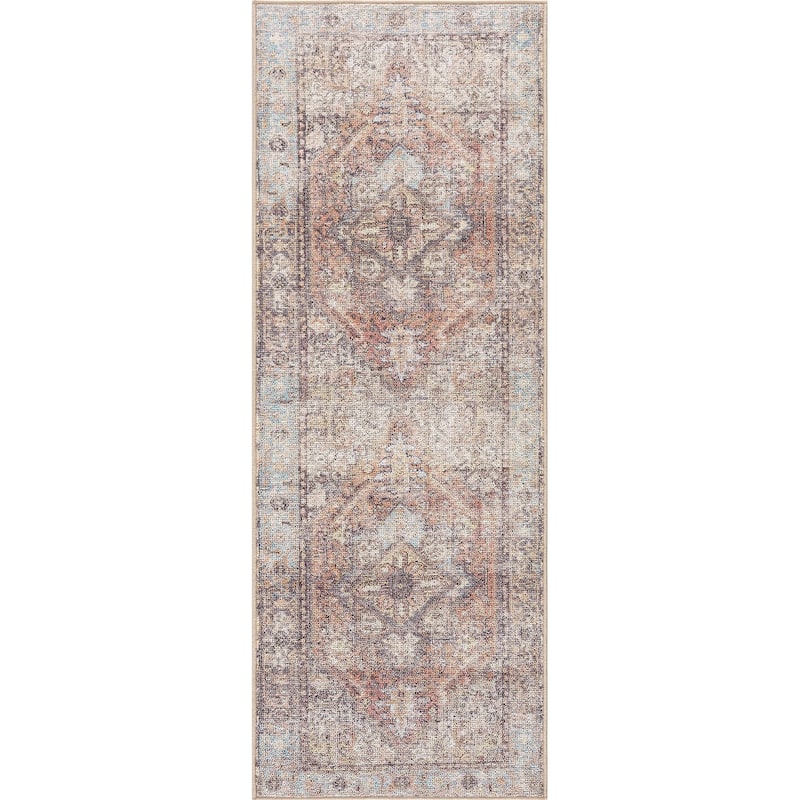 Reseca Oriental Traditional Vintage Distressed Machine Washable Area Rug