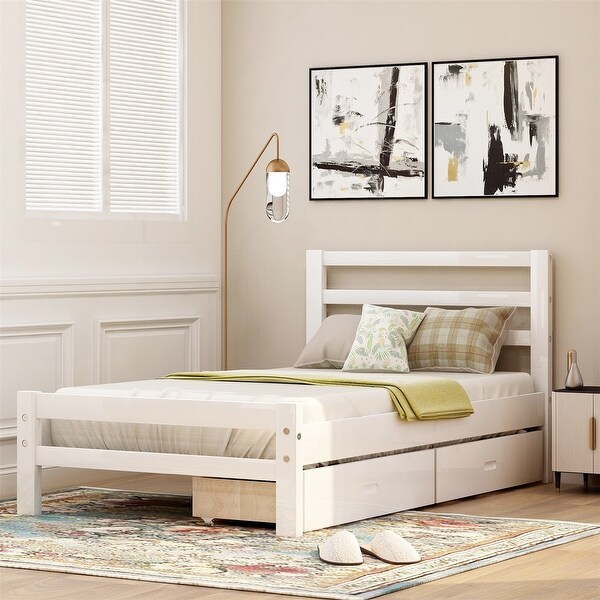 Wood twin bed frame with headboard hotsell