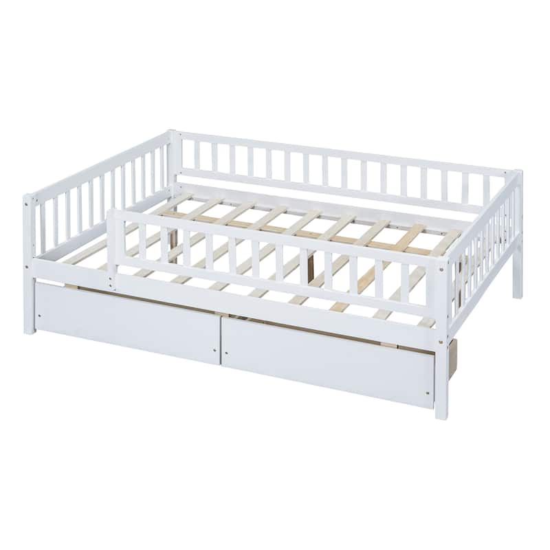 Full Size Modern Style Pine Wood Daybed with Two Storage Drawers for Bedroom or Livingroom