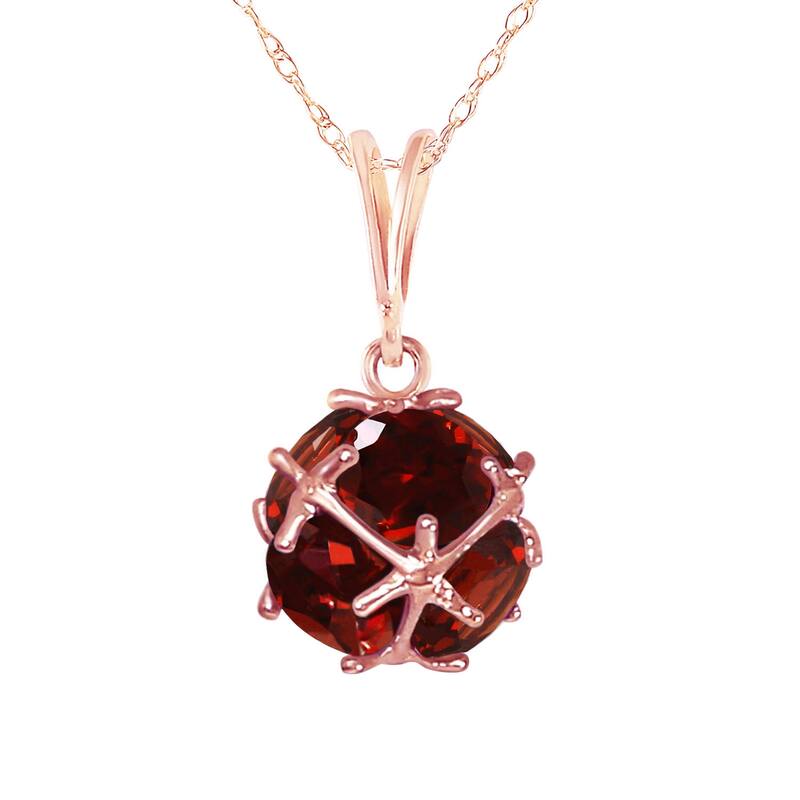 3.70 Carat 14K Solid Gold Garnet Necklace Gemstone Genuine Royal - 18 Inch - Rose
