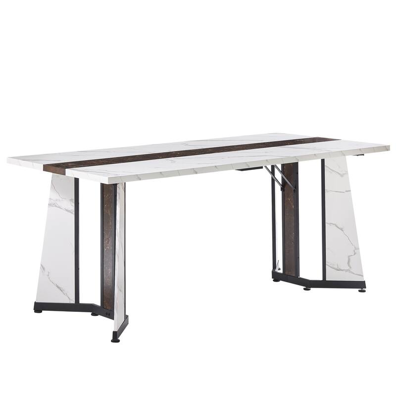 70.9" Rectangular Large Dining Table with Adjustable Legs