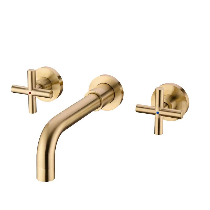 Vanityfair Wall Mount 3-Hole Double Handle Bathroom Sink Faucet