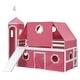 preview thumbnail 5 of 31, Castle Frame Bed Wood Loft Bed Loft Bed Convertible To Mini Playground with Pink Tent and Tower, Child Bed Tent