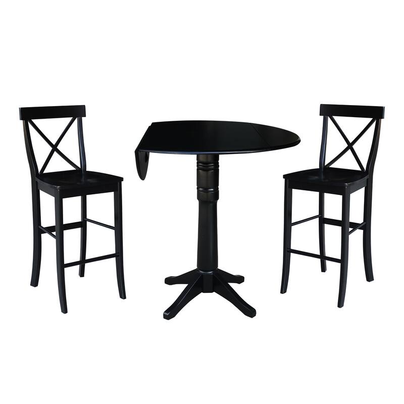 42" Round Pedestal Bar Height Table with 2 Bar Height Stools