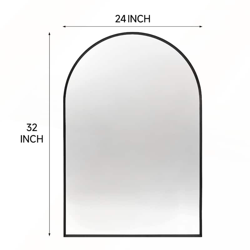 24x32 Inch Metal Framed Arched Bathrrom Mirror