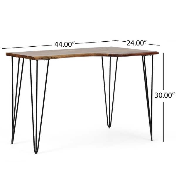 Cuthbert Indoor Acacia Wood Handcrafted Desk with Hairpin Legs by