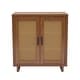 preview thumbnail 16 of 26, Wood Accent Cabinet Sideboard Buffet with Rattan Doors