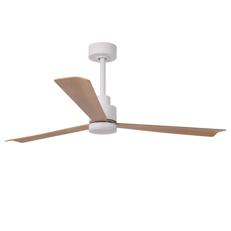 52" Farmhouse White ABS Integrated LED Indoor Ceiling Fan with Light and Remote