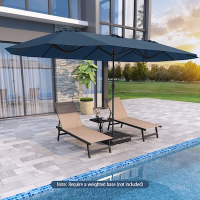Extra Large 15.5 Feet Double-Sided Patio Umbrella with Solar LED Lights and Crank Outdoor Shade (Umbrella Only)