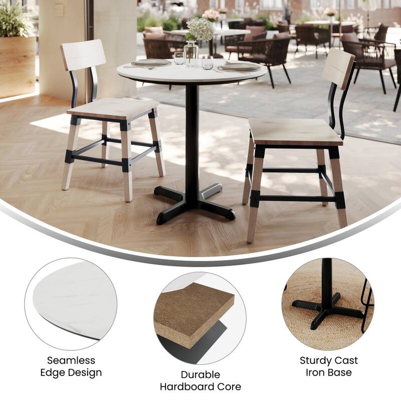 Commercial HPL Tabletop with Table Height Crisscross Base