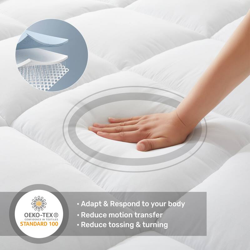 3"& 4" Ultra Thickness Fitted Down Alternative Fiber Mattress Topper with Elastic Deep Strape