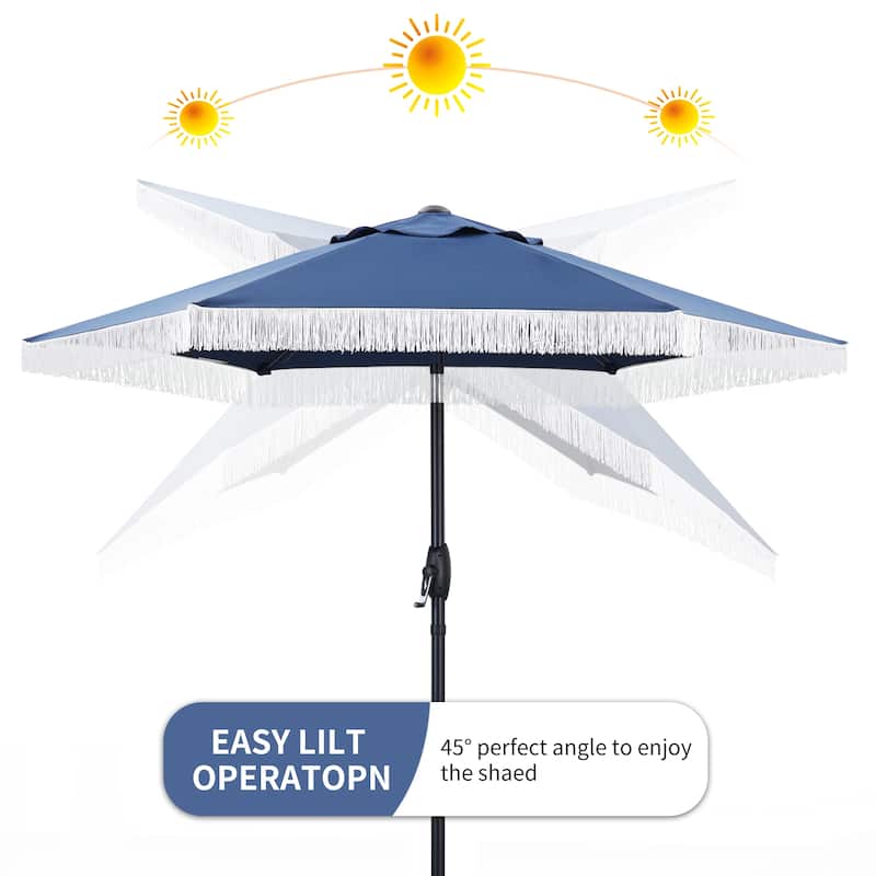 Autlaycil 7.5FT Solar Patio Umbrella with Base and Tilt,Crank