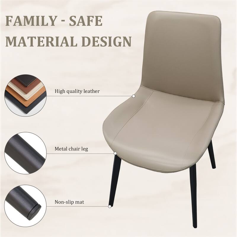 Set of 4 Sleek Light Grey PU Leather Chairs, Modern Metal Legs to Elevate Any Space