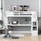 preview thumbnail 11 of 16, Twin Size Loft Bed with Storage Staircase & Study Desk, Vintage side Rail, Solid Wood Slats Support, Rustic style for Bedroom