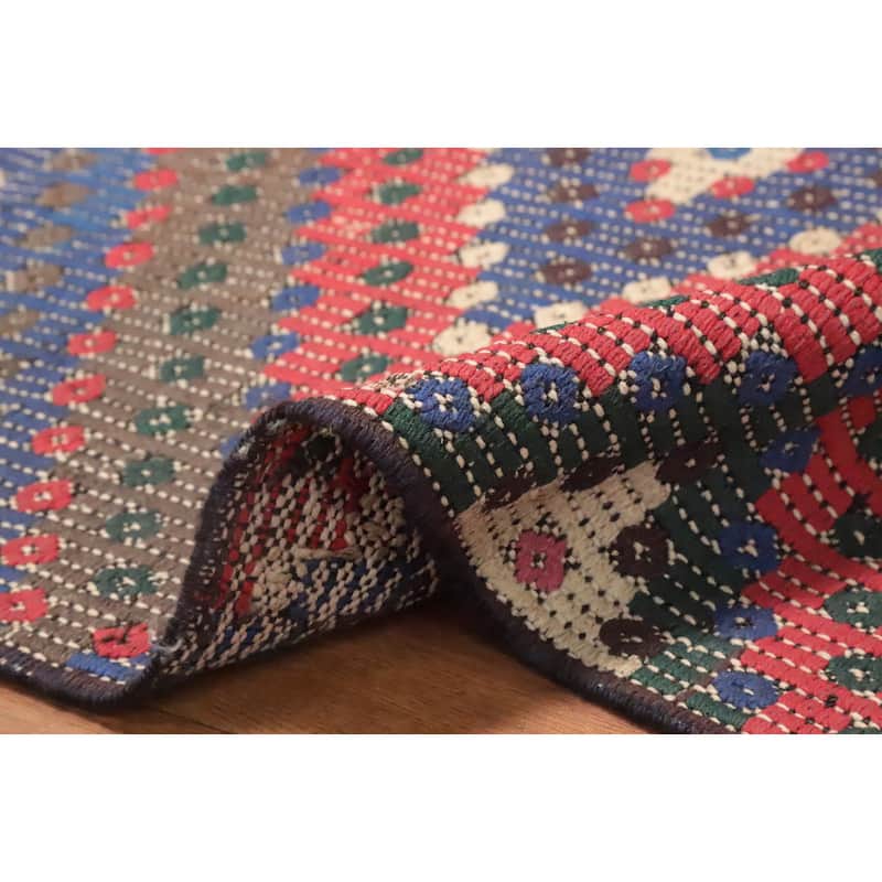 Hand Woven Oriental 100% Wool Carpet Southwestern Tribal Multi-Colored Kilim Area Rug - 8' 8'' X 5' 5''
