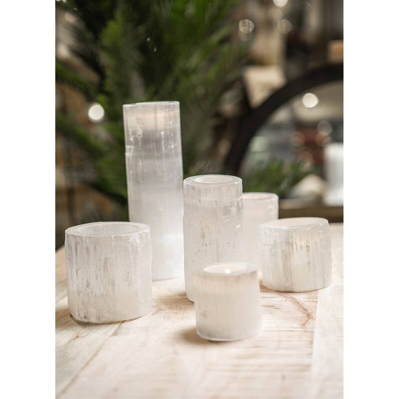 Lg. Selenite Votive Holder- ST