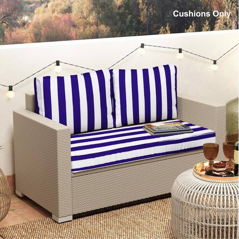 Outdoor Loveseat Cushion Set (Set of 1 Seats,48x24in, 2 Backs,24x18in )