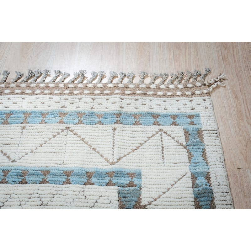 Home Decor Ivory Hand-Knotted Wool Contemporary Marrakech Handspun Area Rug. Elegant and Timeless Rug for Living Room, Bedroom