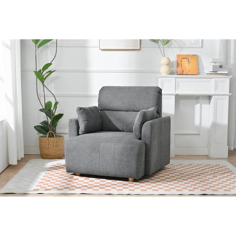 GDFStudio - Oversized 35" Accent Chair with Storage Ottoman