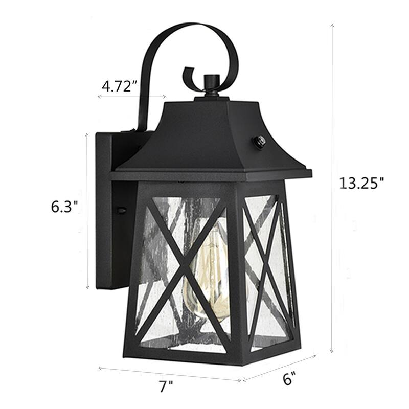 Dusk to Dawn Outdoor Wall Sconce - 2 Pack Farmhouse in Matte Black Finish - 13*6*7