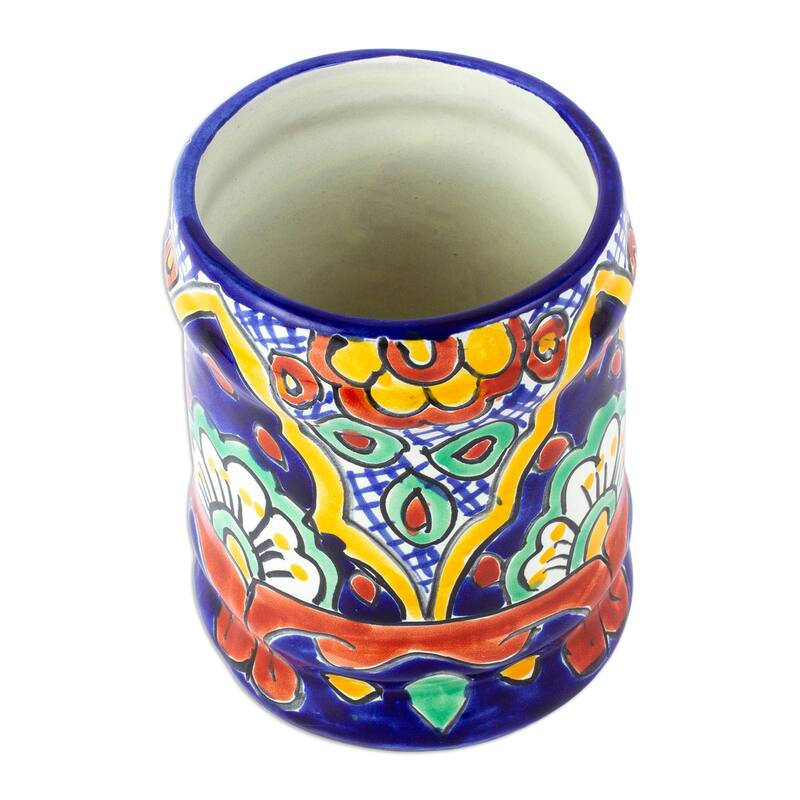 Novica Handmade Hidalgo Fiesta Ceramic Utensils Holder