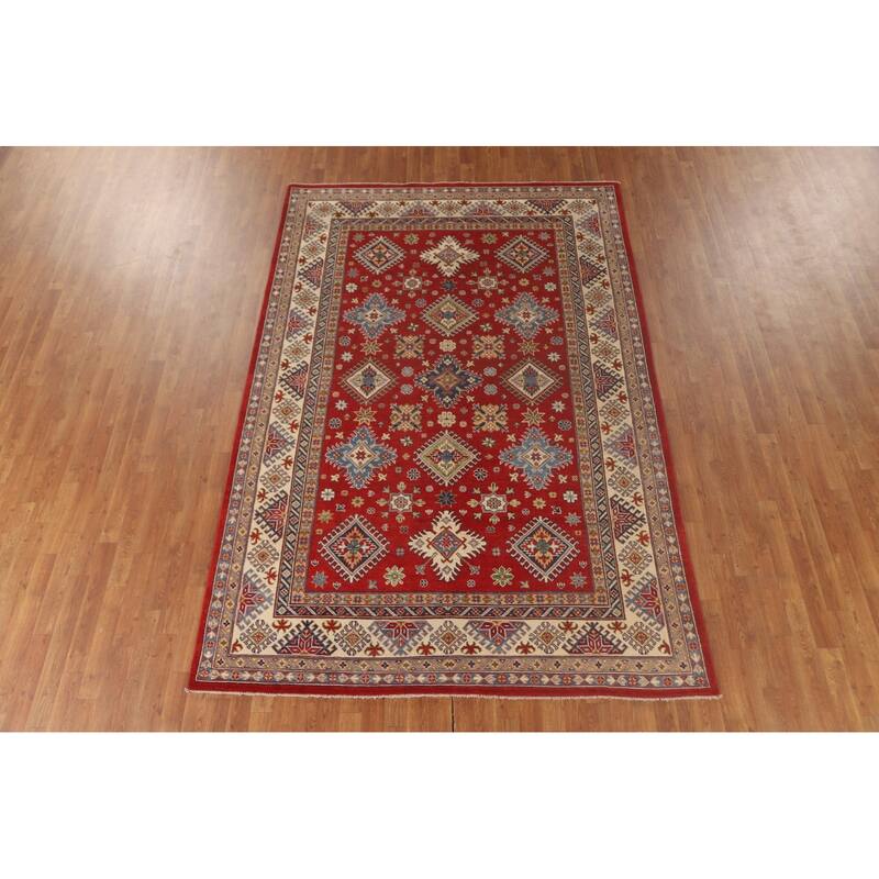 Traditional Red Kazak Area Rug Handmade Wool Carpet - 6'6"x 9'8"