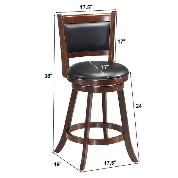 Shop Set Of 2 24 Swivel Counter Upholstered Seat Wooden Dining Chairs 24 Espresso On Sale Overstock 28423083