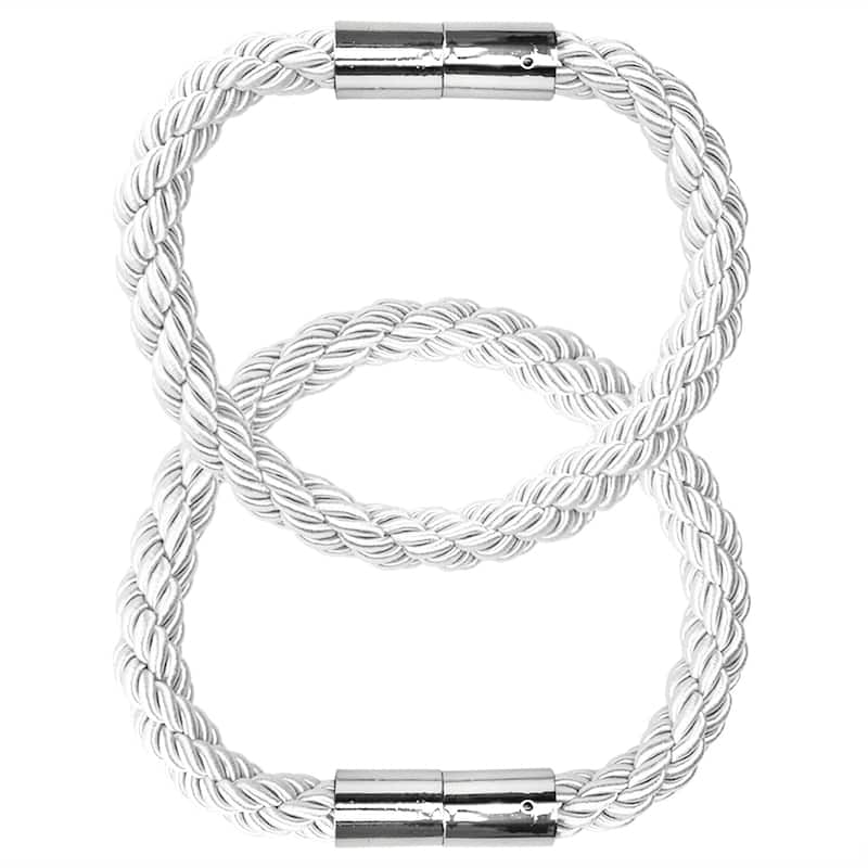 2pcs Magnetic Curtain Tieback 21.7"Holdback Decor Curtain Holder,White - White - 0.75" x 21.7"