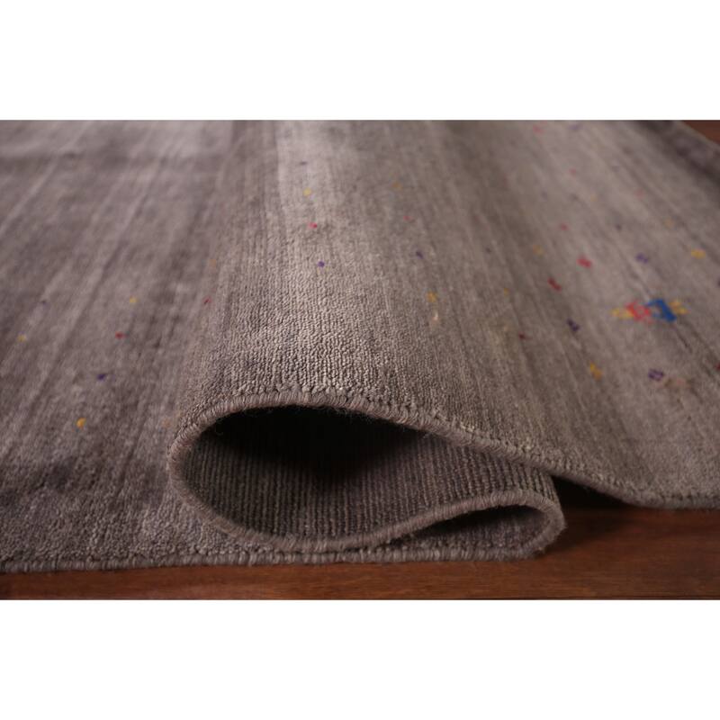 Striped Gabbeh Indian Square Area Rug Hand-Knotted Wool Carpet - 9'9"x 9'9"