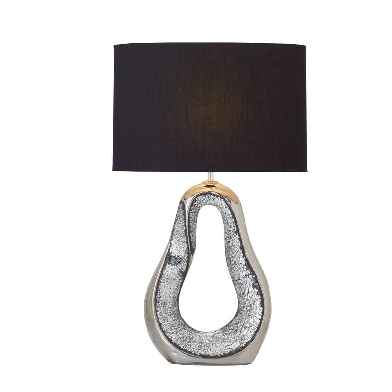 Ceramic Tear Drop Room Table Lamp with Mosaic Mirror - Silver - Roche River Decor - Silver