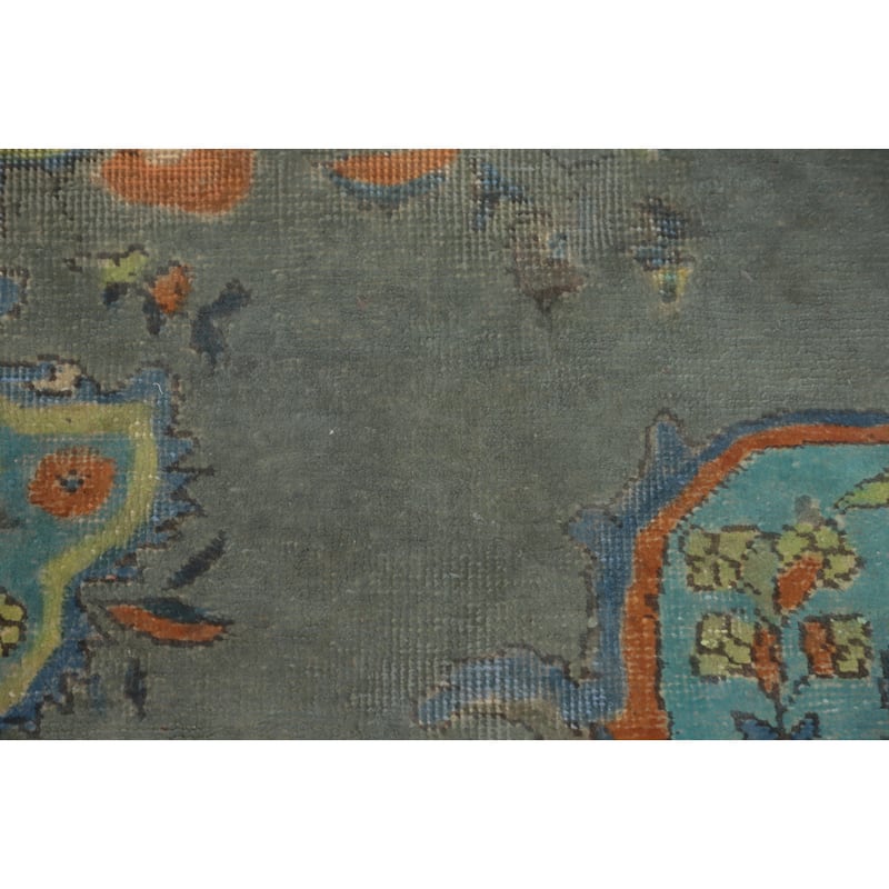 Hand Knotted Oriental 100% Wool Carpet Traditional Medallion Greys & Charcoal Tabriz Area Rug - 9' 7'' X 6' 7''