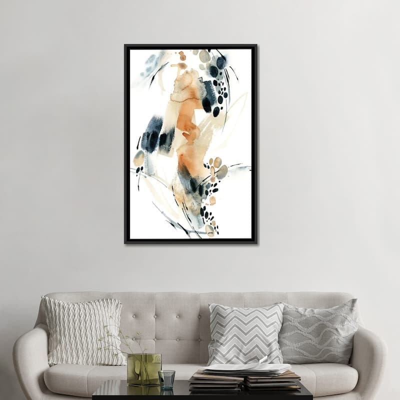 iCanvas "Abstract In Blue And Terracotta IV" by Sophie Rodionov Framed Canvas Print
