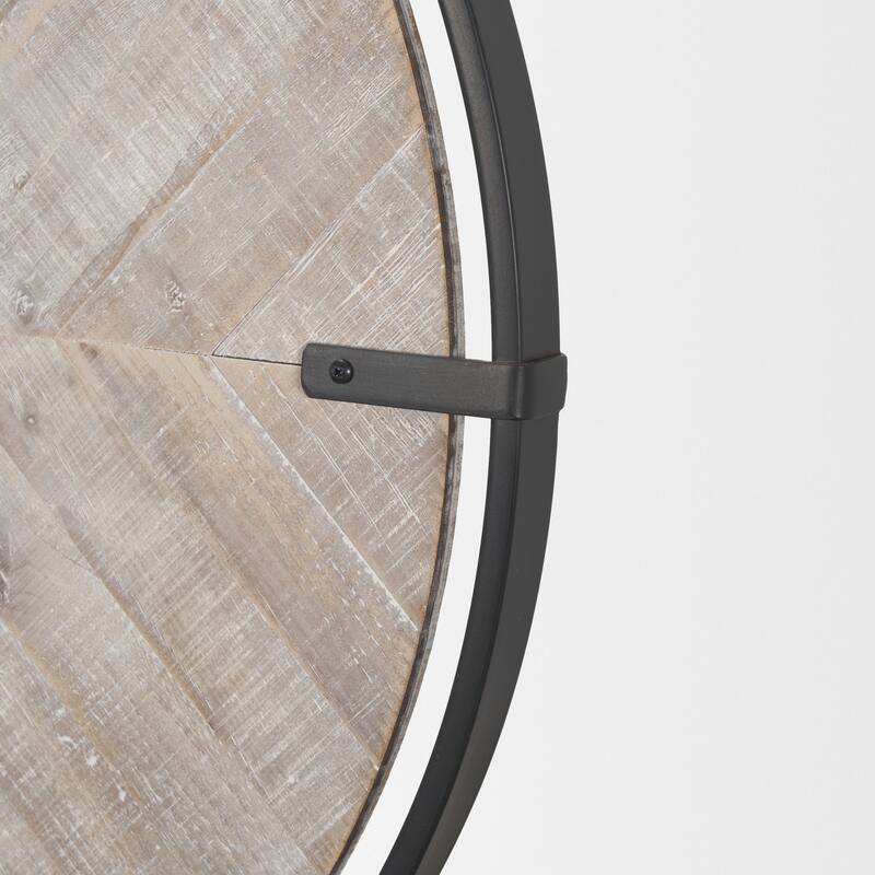 Rani Matte Black Metal w/ Wood Wall Clock - 33.5L x 1.6W x 33.5H