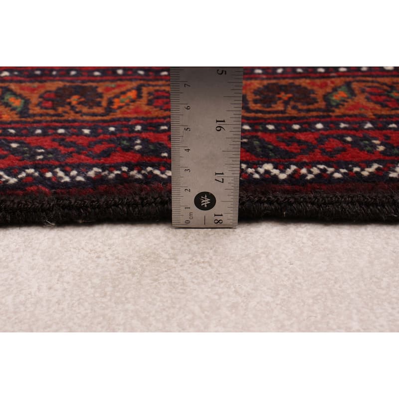 ECARPETGALLERY Hand-knotted Royal Baluch Black, Red Wool Rug - 3'3 x 6'4