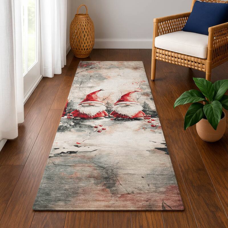 Premium Washable Super Soft Christmas Gnome Mayfield Rug - Ivory - 2'3" x 7'6"