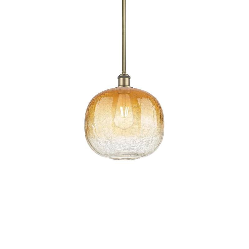 Innovations Lighting 516-1S-12-11 Brookhaven Sphere Pendant Brookhaven - Antique Brass / Amber