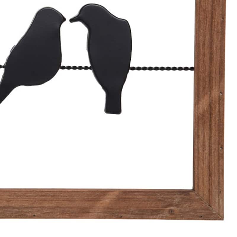 Foreside Home & Garden 18 x 12 inch Rustic Birds On A Wire Wood And Metal Wall Décor
