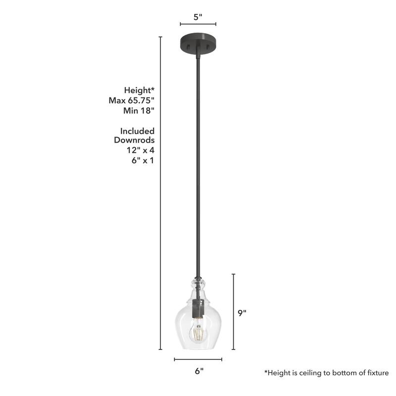 Hunter Maple Park 1-Light Mini Pendant - Kitchen Island, Dining Room - Modern Farmhouse, Contemporary, Transitional
