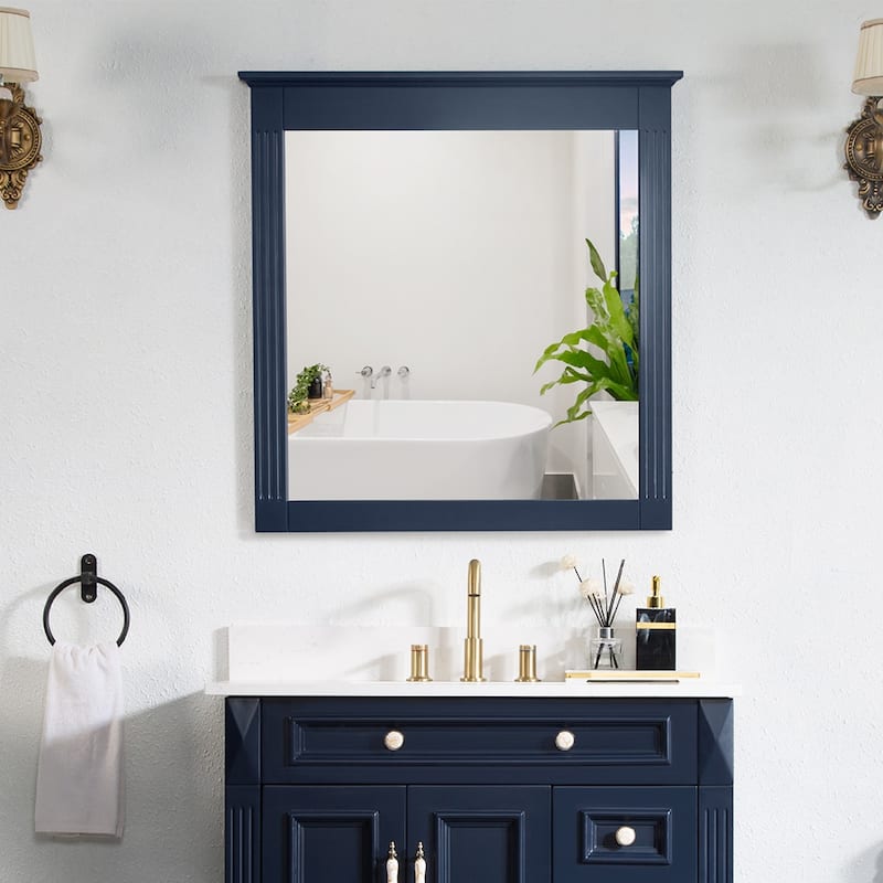 Modern 32'' W Bathroom / Vanity Mirror - Navy Blue