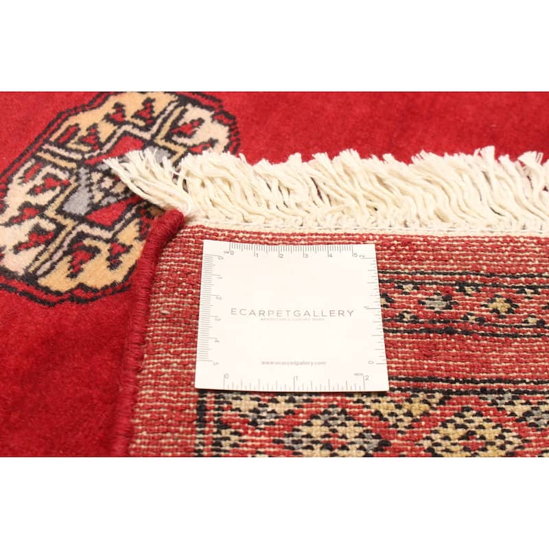 ECARPETGALLERY Hand-knotted Finest Peshawar Bokhara Red Wool Rug - 2'8 x 9'11
