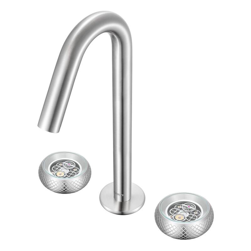 Ruvati Chrono Two Handle Watch Face Twist Bathroom Faucet in Brushed Nickel - RVF5234BN - 7'6" x 9'6"