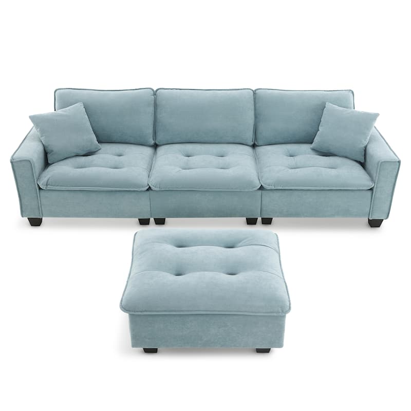 100" L-Shaped Convertible 4-Seat Sofa with Matching Pillows