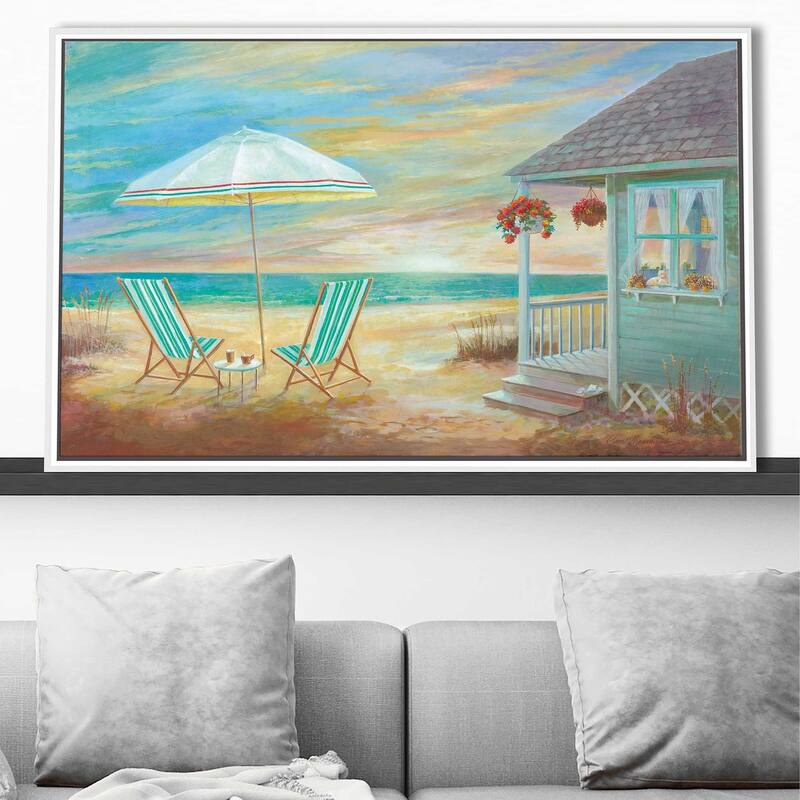 "Beach Cottage" by Ruane Manning Print on Floating Canvas