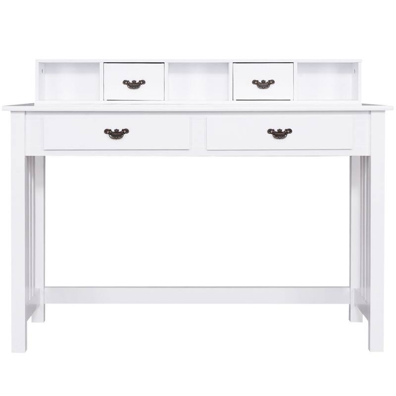 Costway Writing Desk Mission White Home Office Computer Desk 4 Drawer