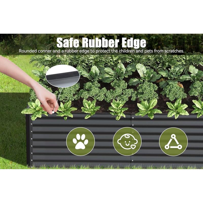 Heavy-Duty Outdoor Garden Planter Box for Vegetables with Safety Edge