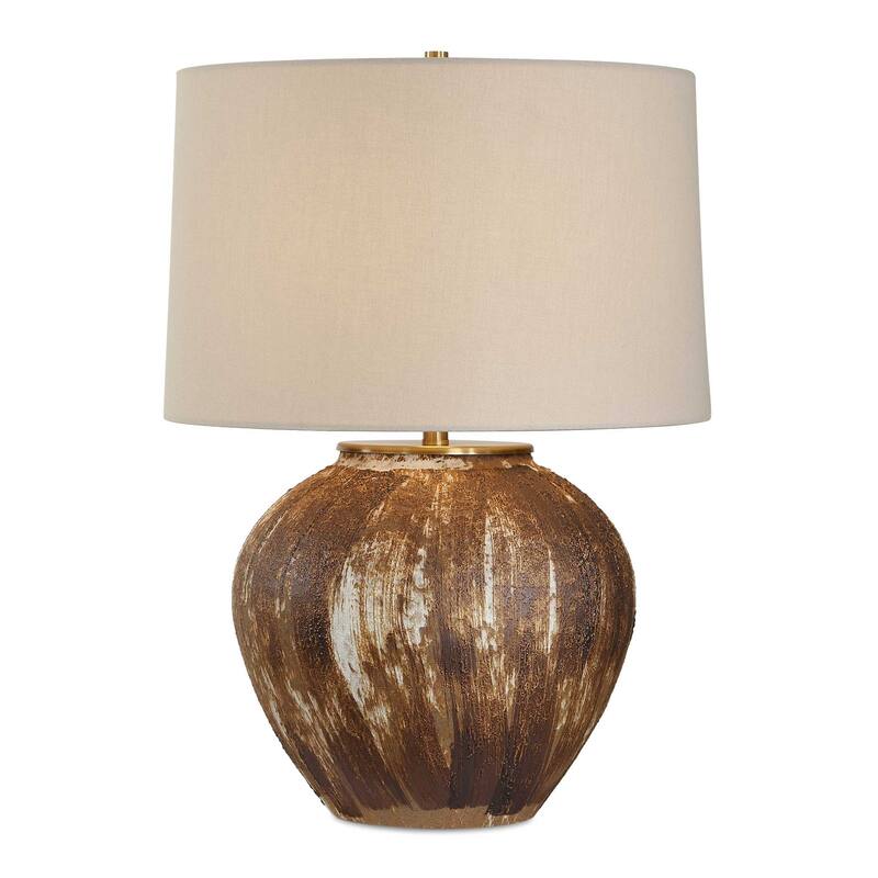 Uttermost McKinley Textured Brown Table Lamp - 16.00" W x 22.50" H x 16.00" D