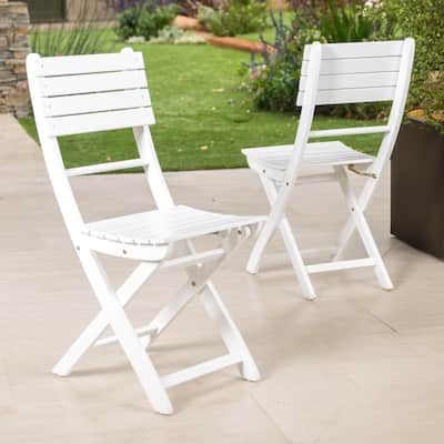 Set of 2 Acacia Wood Folding Dining Chairs, Mold/Water-Resistant, 400lbs Capacity, No Assembly Needed, Compact Storage
