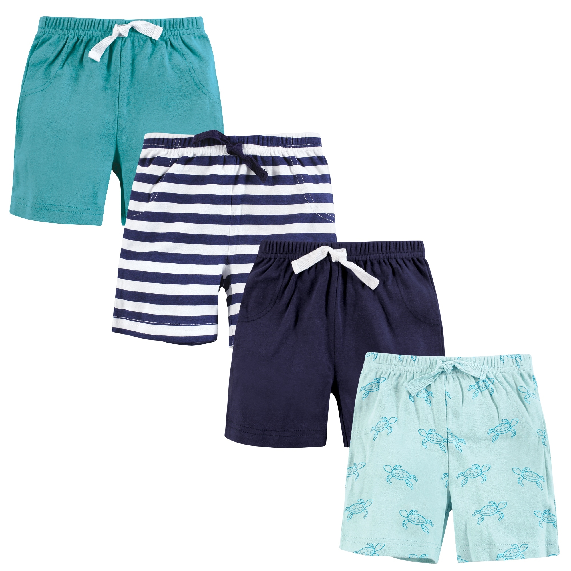 Hudson Baby Toddler Boy Shorts Bottoms 4-Pack, Sea Turtle
