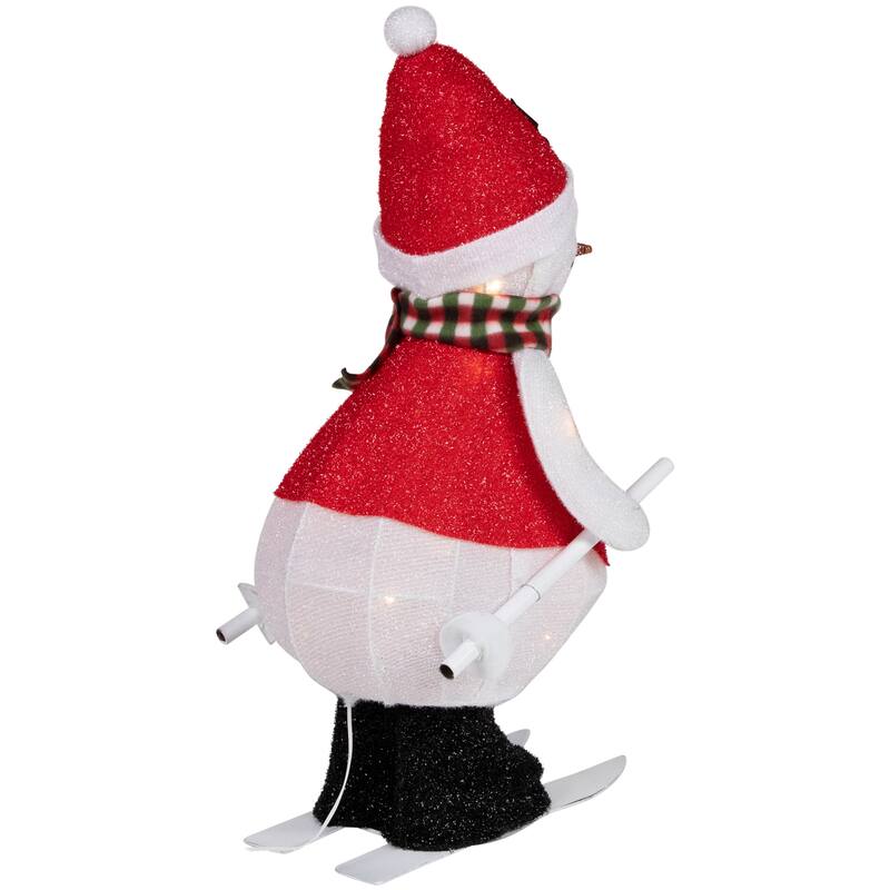 LED Lighted Animated Skiing Snowman Outdoor Christmas Figure - 24" - White