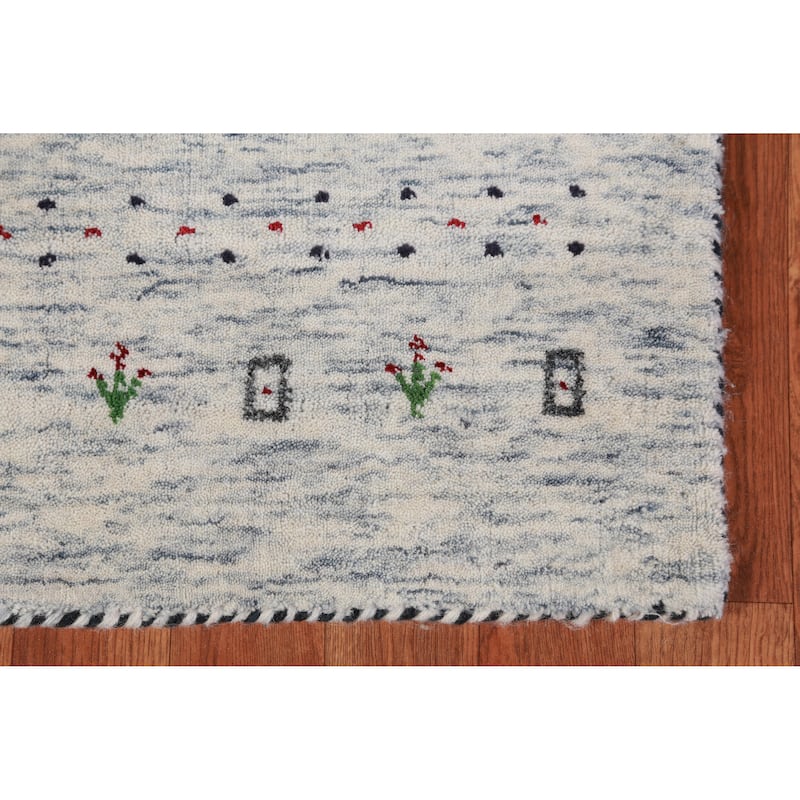 Tribal Gabbeh Runner Rug Handmade Beige Wool Carpet - 2'8" x 9'10"